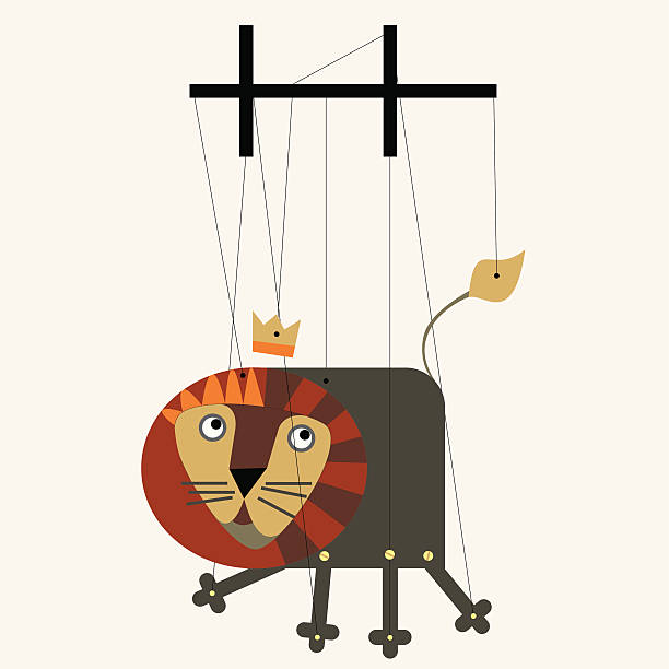 ilustraciones, imágenes clip art, dibujos animados e iconos de stock de lion marioneta de hilo - tintanegra00