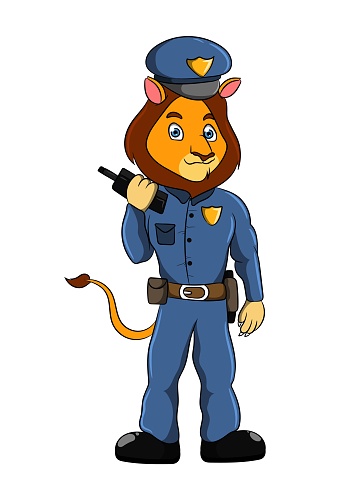 lion policemen the king of jungle cute cartoon character
