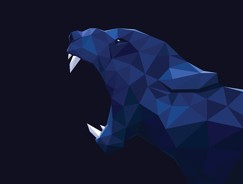 Lioness, lion low poly design. Panther, cheetah polygon vector