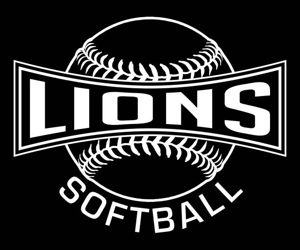 Lions Softball Graphic-One Color-White vector art illustration