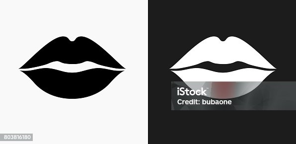 istock Lips Icon on Black and White Vector Backgrounds 803816180