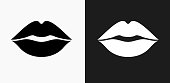 istock Lips Icon on Black and White Vector Backgrounds 803816180