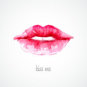 Lips painted in watercolor. Vector illustration