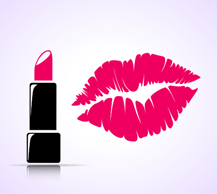 lipstick and kiss print concept