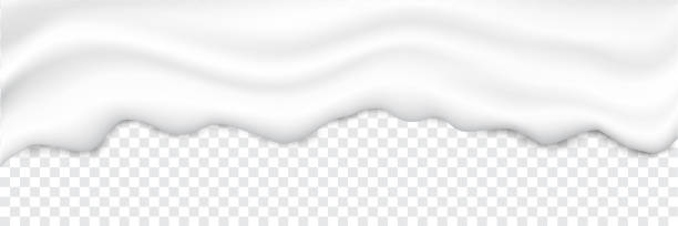 Liquid creamy white texture Liquid creamy white texture. Yogurt realistic texture layers isolated on transparent background. Liquid cream pouring, yoghurt background. cheese backgrounds stock illustrations