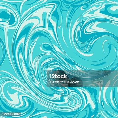 istock Liquid, marble, fluid, ink, water color abstract texture vector pattern blue and white color background. Hand drawn vector illustration 1299096807