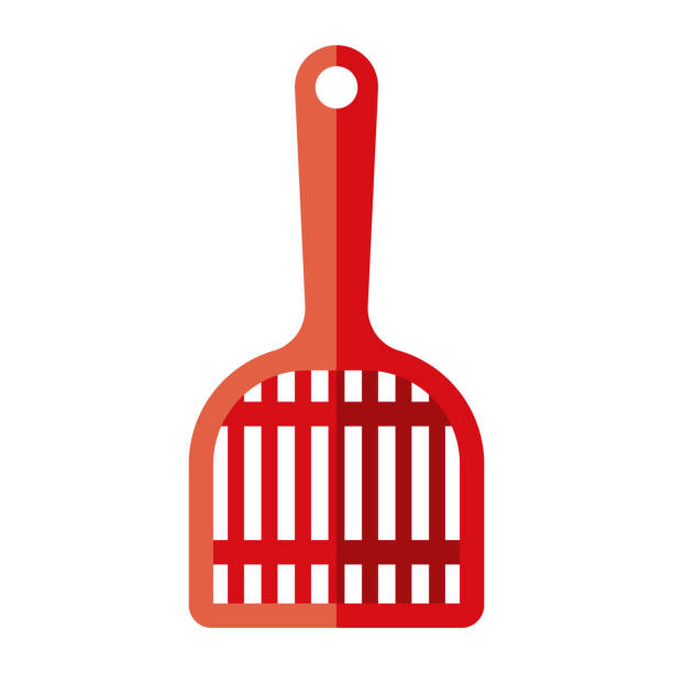 Litter Scoop Icon on Transparent Background A flat design icon on a transparent background (can be placed onto any colored background). File is built in the CMYK color space for optimal printing. Color swatches are global so it’s easy to change colors across the document. No transparencies, blends or gradients used. kitten litter stock illustrations