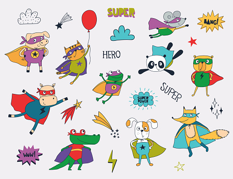 Little animals in superhero costumes