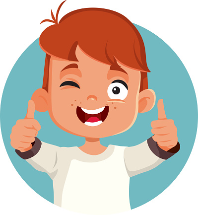 Child making approval gesture having a positive attitude
