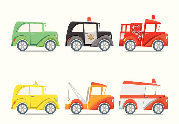 Little cars collection - Set 2 A collection of cute little cars. EPS 8.0, Ai CS, PDF and JPEG (5000 x 3472) are included in package. tow truck police stock illustrations