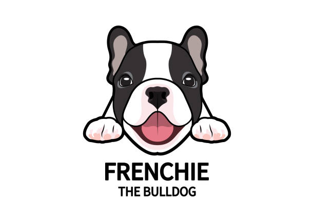 A Little French Bulldog Logo Symbol. vector art illustration