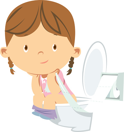 Adorable, Cute Smiled Baby Girl Sitting On A Potty Stock 