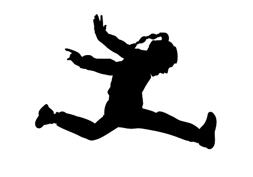 Little girl gymnast in a split jump vector silhouette