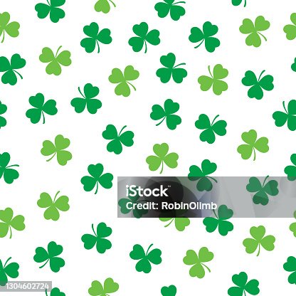 istock Little Green Clover Leaves Seamless Pattern 1304602724