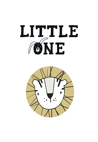 Kleine Ein Süße Hand Gezeichnete Kindergarten Plakat Mit Tier Charakter