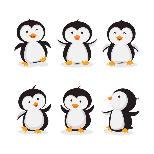 Little penguins vector Vector illustration of little penguins in isolated background. penguin stock illustrations