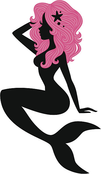 Little Pink Mermaid A beautiful mermaid with detailed pink hair. The starfish and pearls in her hair are on a separate layer and can be removed in Ai. The detail in Her hair is also on a separate layer. heyheydesigns stock illustrations