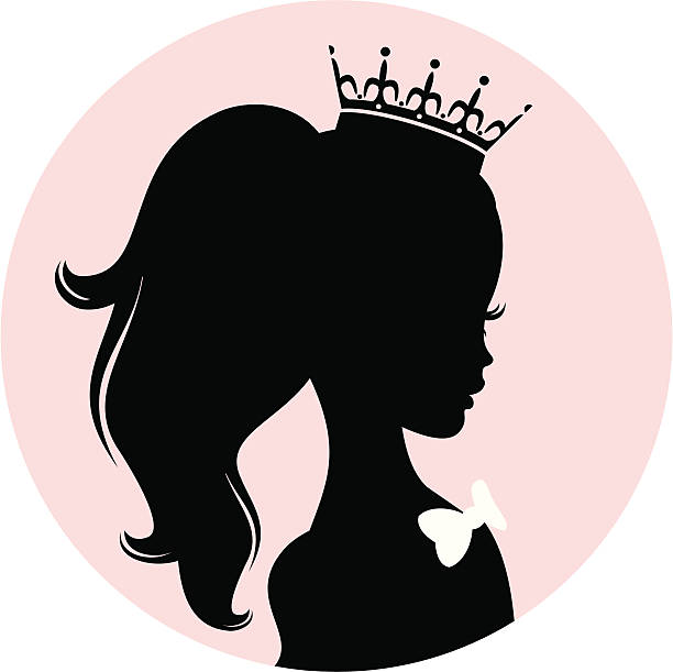 маленькая princess - princess crown pink silhouettes stock illustrations.