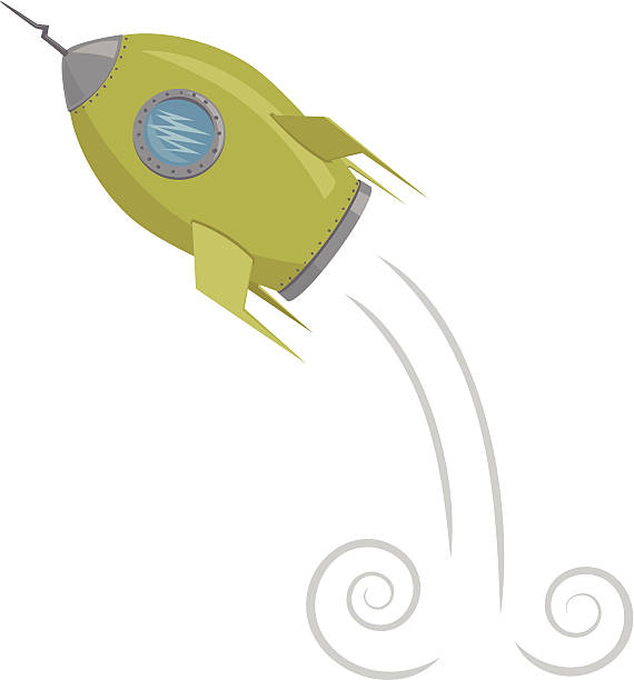 Little yellow Rocket vector art illustration