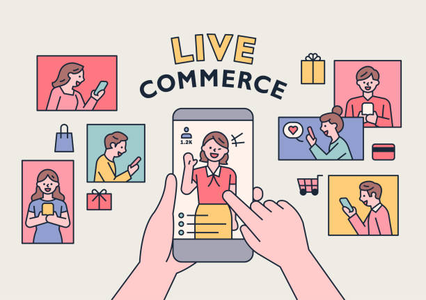 Live commerce vector art illustration