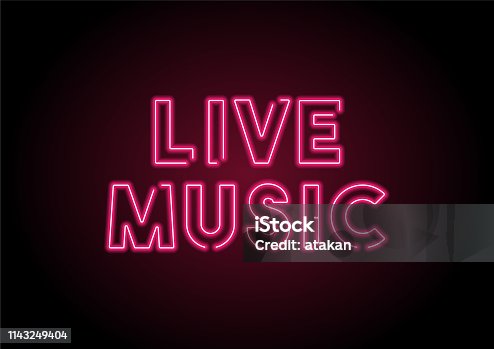 istock Live Music Red Neon Light On Black Wall 1143249404