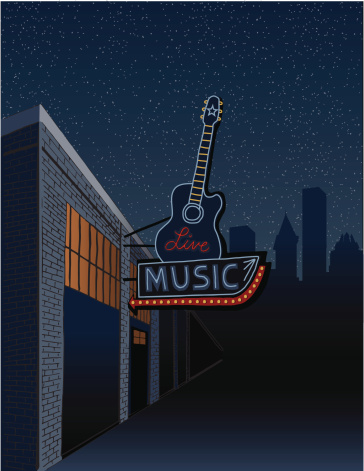 Live Music Sign in the City