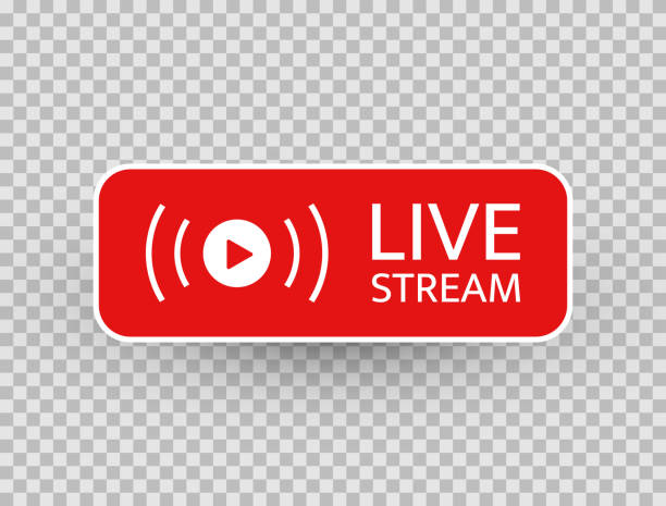 Live stream icon. Live streaming, video, news symbol on transparent background. Social media template. Broadcasting, online stream button. Social network sign. Vector illustration Live stream icon. Live streaming, video, news symbol on transparent background. Social media template. Broadcasting, online stream button. Social network sign. Vector illustration. live streaming stock illustrations