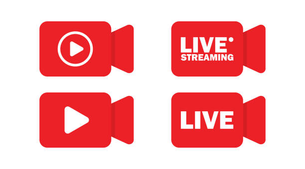 Live streaming icon, vector isolated illustration. Social media web Live streaming icon, vector isolated illustration. Social media web banner home video camera stock illustrations