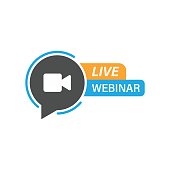 istock Live webinar icon in flat style. Online training vector illustration on isolated background. Conference stream sign business concept. 1359932085