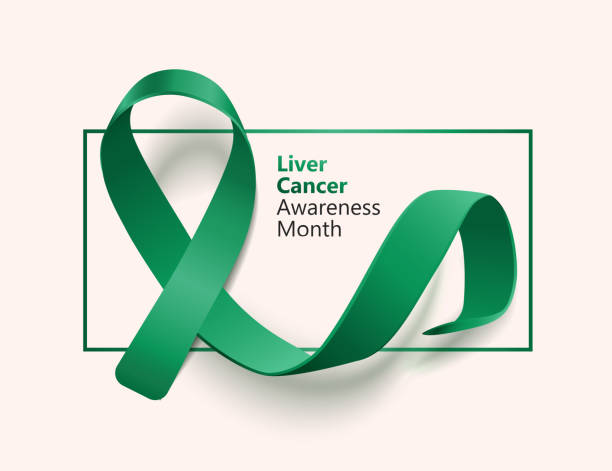 ilustrações de stock, clip art, desenhos animados e ícones de liver cancer awareness month banner with emerald green realistic ribbon loop - beleza doentes cancro