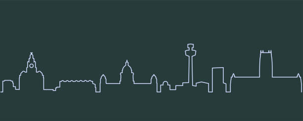 liverpool single line skyline - liverpool stock illustrations
