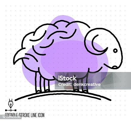 istock Livestock Raising Vector Editable Line Illustration 1215940606