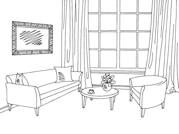 Living Room Clip Art Black And White - hesmineiloveyou