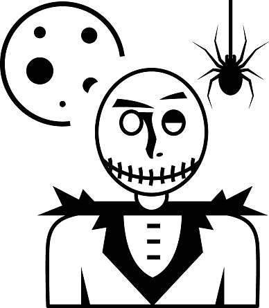 Living skeleton with Spider Concept, Nightmare Before Christmas Vector Icon Design, Halloween costume Symbol, Holiday Celebrations Face Mask Sign, Scary Monster characters Stock illustration