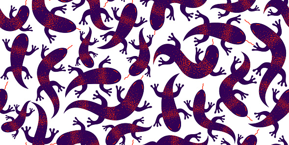 Lizards seamless textile, vector background with a lot of reptiles endless texture, stylish fabric or wallpaper design, dangerous wild animals.
