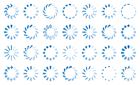 Vector collection of loading icon set. Circle design elements.