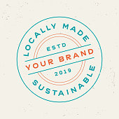 Locally made sustainable product stamp symbol sign design with space for your copy.