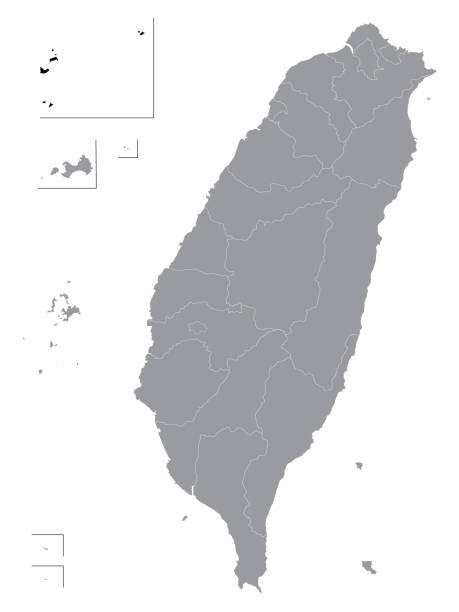 illustrazioni stock, clip art, cartoni animati e icone di tendenza di mappa della posizione della contea di lienchiang (isole matsu) - taiwan