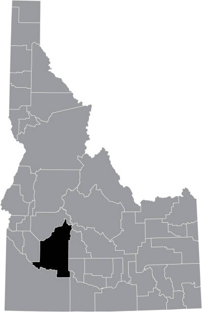 Location map of the Elmore County of Idaho, USA Black highlighted location map of the Idahoan Elmore County inside gray map of the Federal State of Idaho, USA elmore stock illustrations