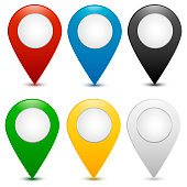 Location pointer icon vector with different colors.