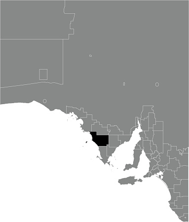 Black flat blank highlighted location map of the DISTRICT COUNCIL OF ELLISTON AREA inside gray administrative map of areas of the Australian state of South Australia
