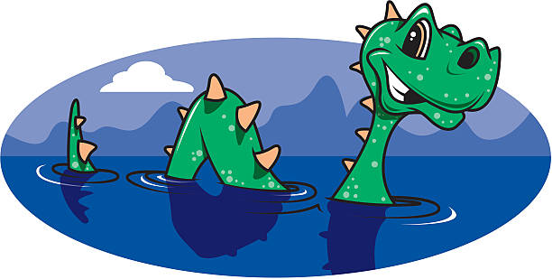 Loch Ness Monster The Lock Ness Monster is happy. loch ness monster stock illustrations