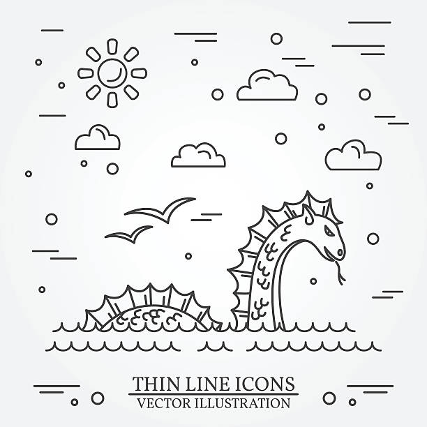 Loch Ness monster. Loch Ness monster. Thin line icon for  web design and application interface, also useful for infographics. Vector illustration. loch ness monster stock illustrations