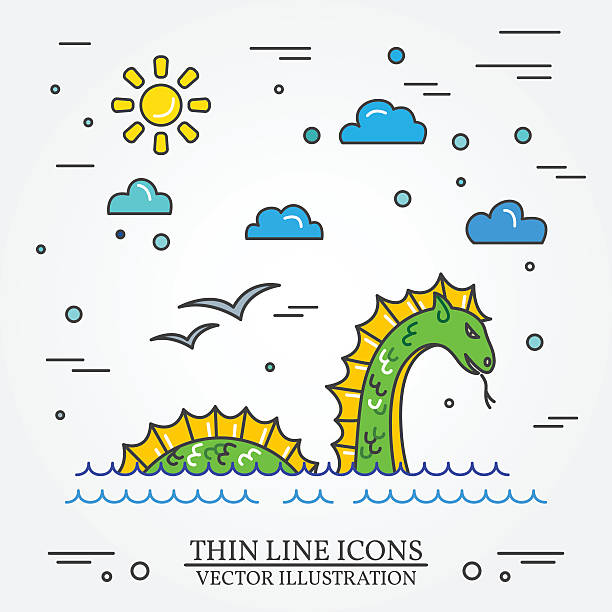 Loch Ness monster. Loch Ness monster. Thin line icon for  web design and application interface, also useful for infographics. Vector illustration. loch ness monster stock illustrations