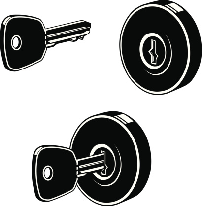 Lock and Key Silhouette Icon