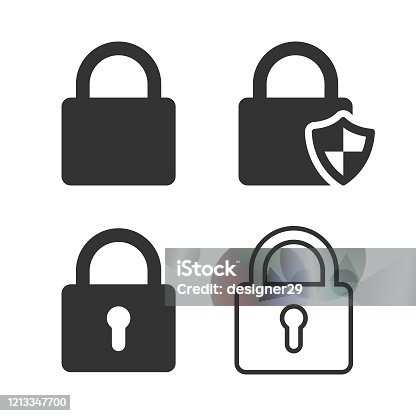 istock Lock and Shield Icon Vector Design on White Background. 1213347700