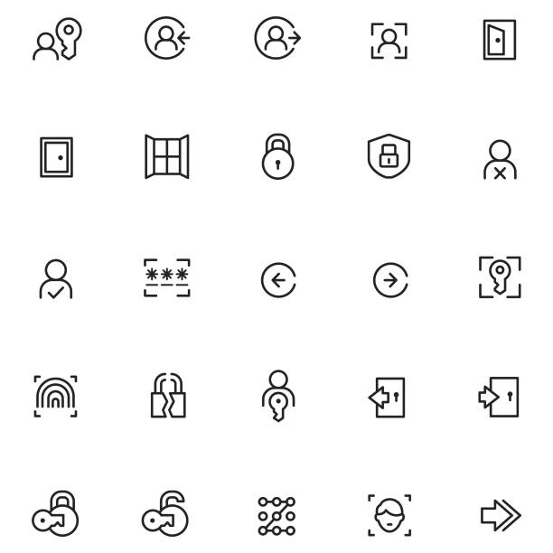 Login icons Login icons door icons stock illustrations
