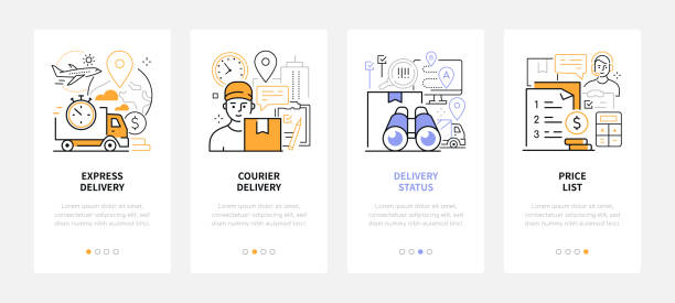 Logistics and delivery - modern line design style web banners vector art illustration