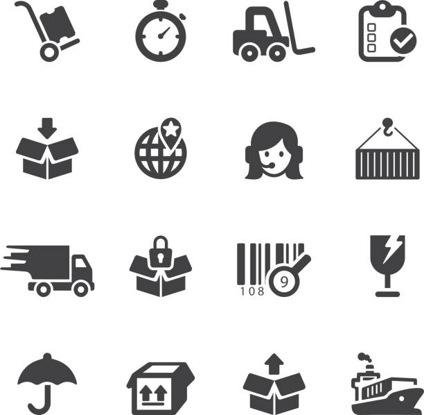 Logistics and shipping Silhouette icons vector art illustration