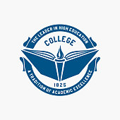 Logo college. Academy, university, template school emblem